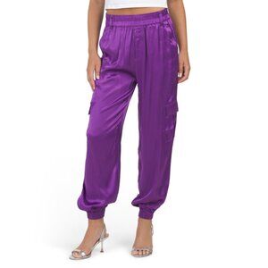 TEREZ Electric Purple Silky Cargo Joggers